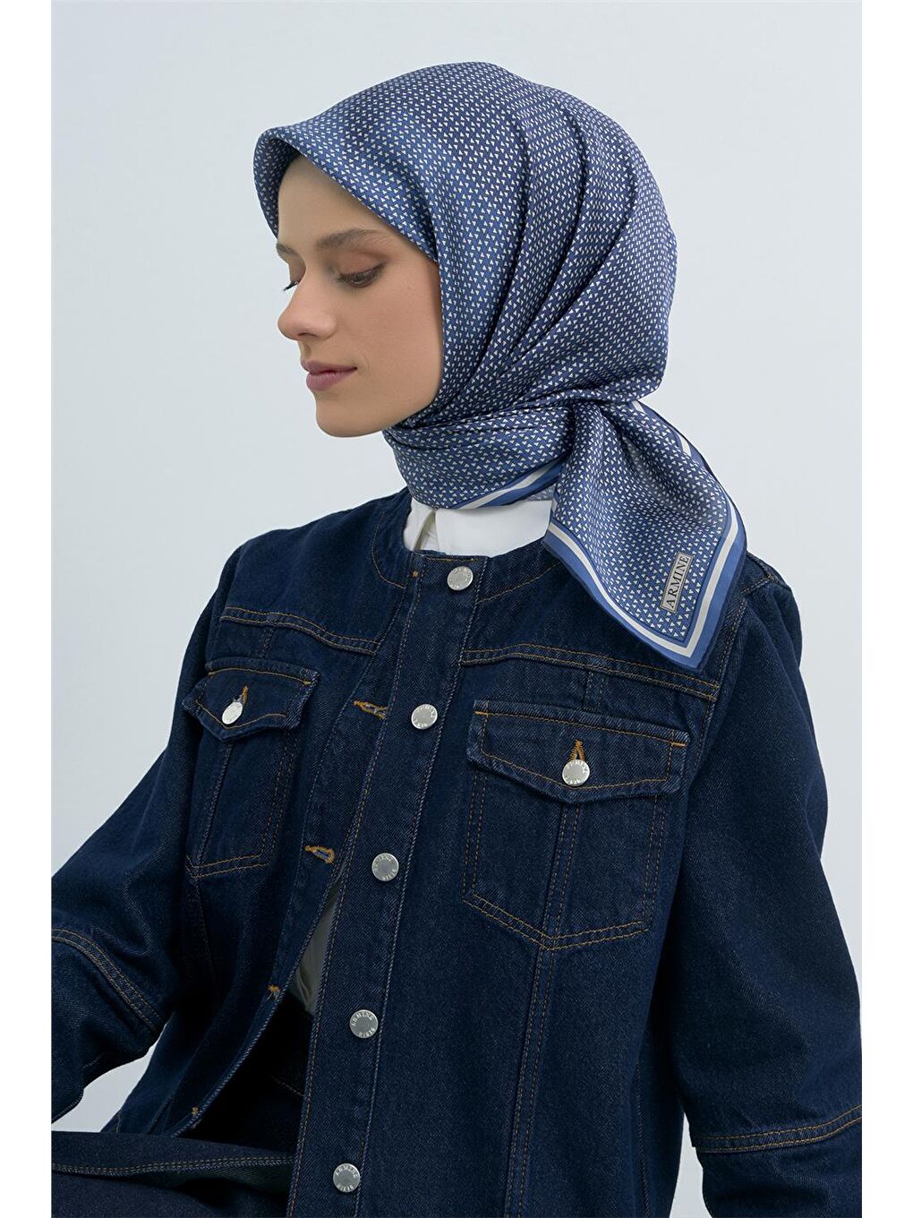 İndigo Saf İpek Twill Eşarp 9528D 80-2