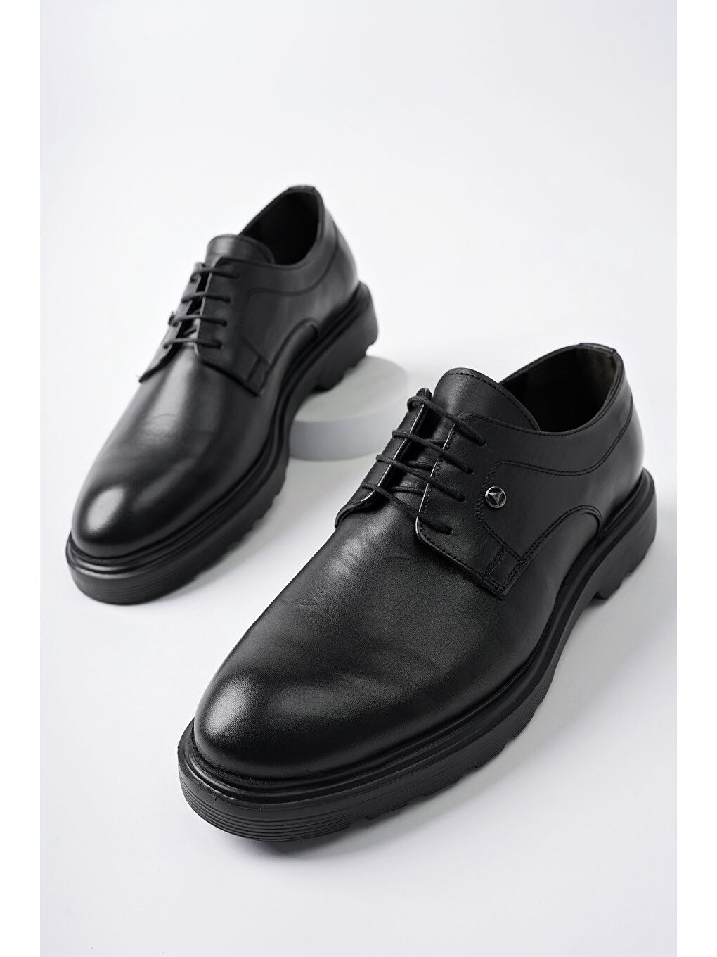 Siyah ROBERT Hakiki Deri Bağcıklı Klasik Günlük Ortopedik Erkek Ayakkabı-1