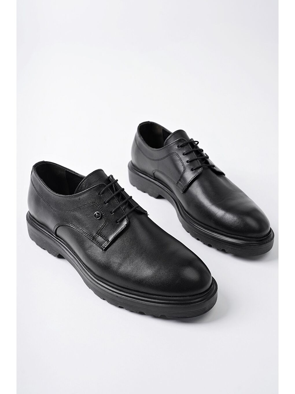 Siyah ROBERT Hakiki Deri Bağcıklı Klasik Günlük Ortopedik Erkek Ayakkabı-2