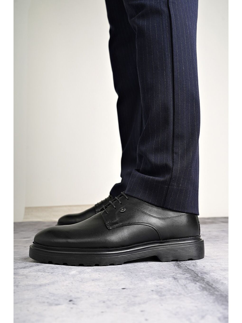 Siyah ROBERT Hakiki Deri Bağcıklı Klasik Günlük Ortopedik Erkek Ayakkabı-4