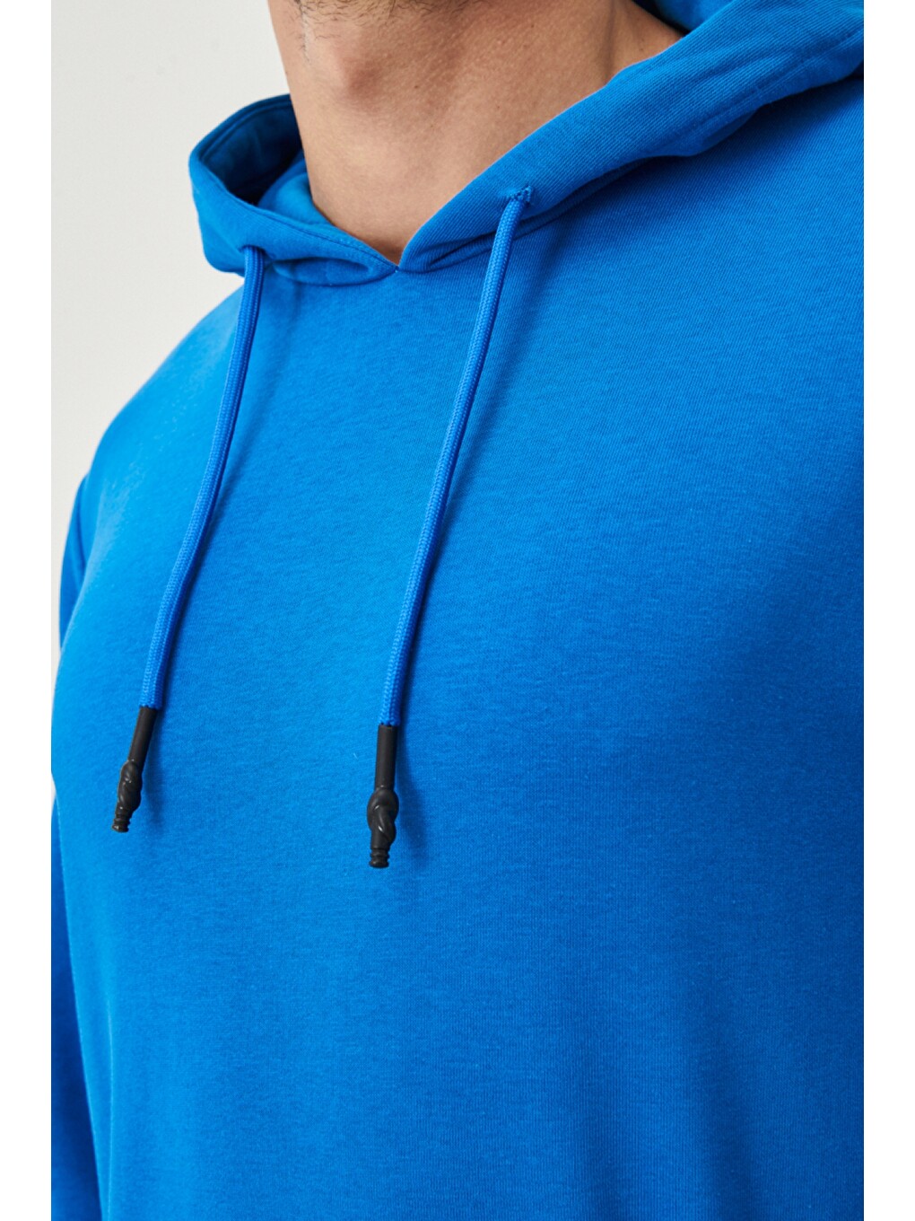 Erkek İndigo Standart Fit Kapüşonlu Sweatshirt-4