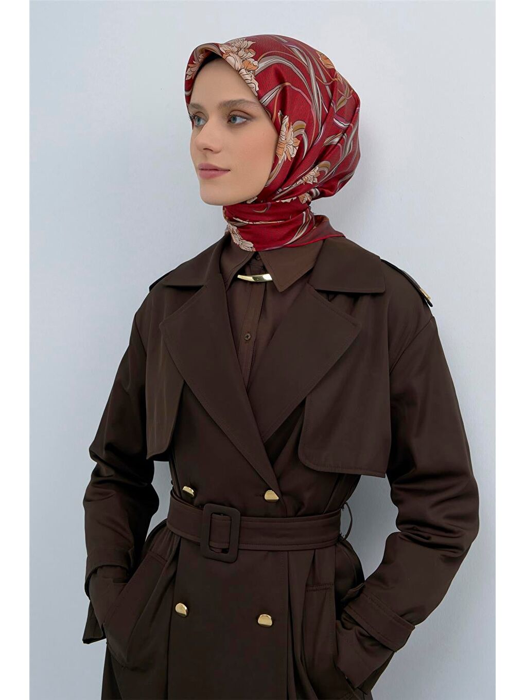 Bordo Saf İpek Twill Eşarp 9512D 53