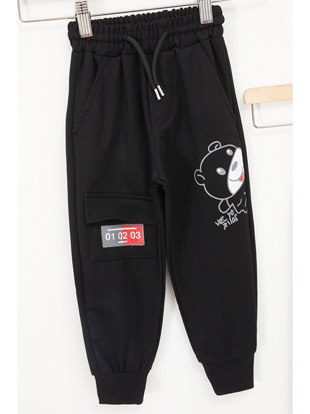 Erkek Çocuk Sevimli Harf Baskılı Ayıcıklı 2li Eşofman Altı Antrasit-Lacivert 17693-2