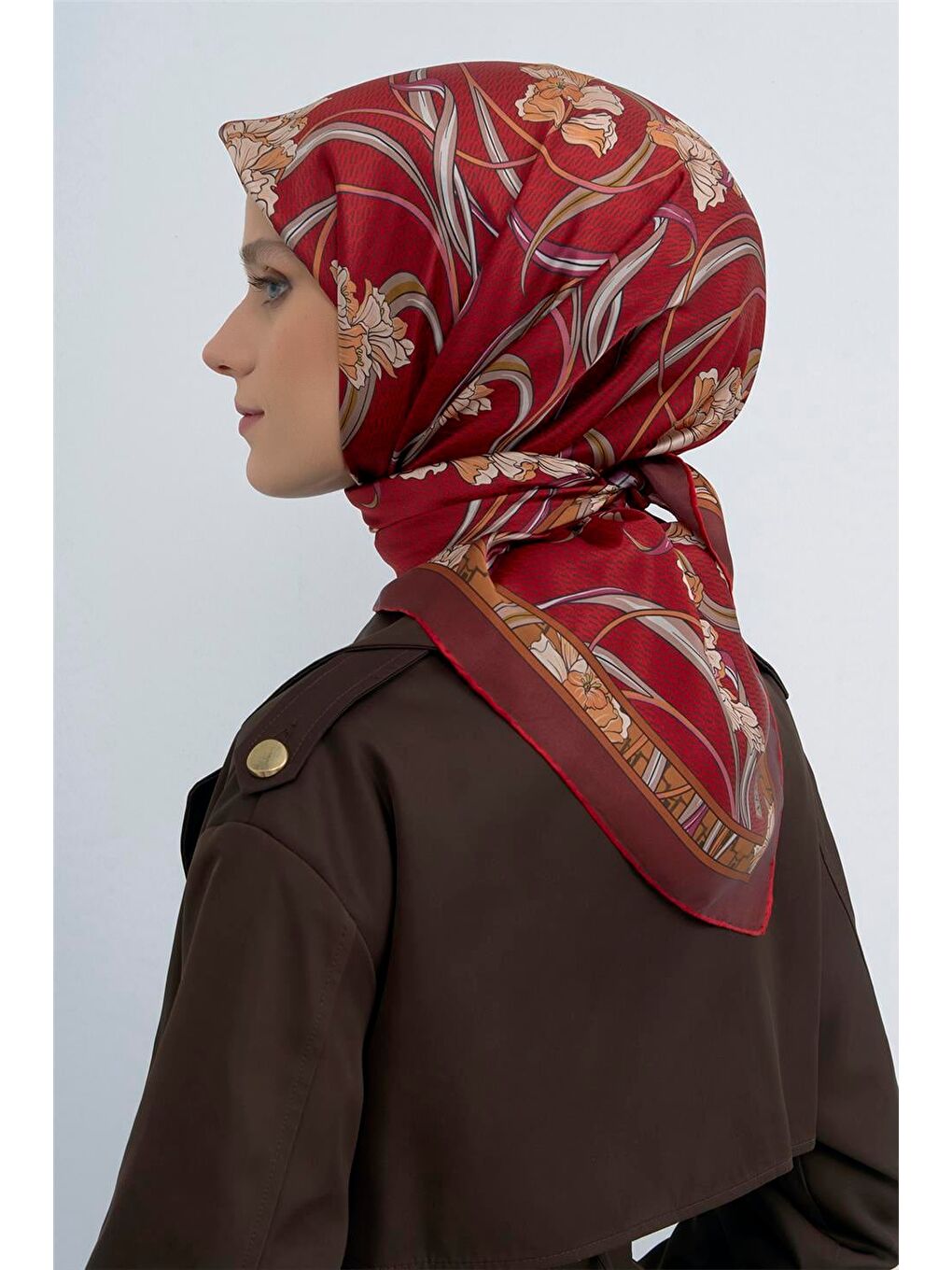 Bordo Saf İpek Twill Eşarp 9512D 53-2