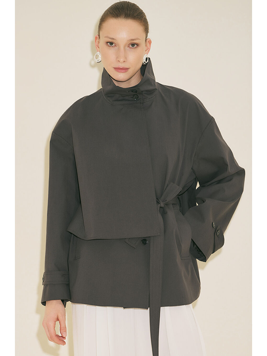 Rıa Tasarım Trençkot Antrasit-4