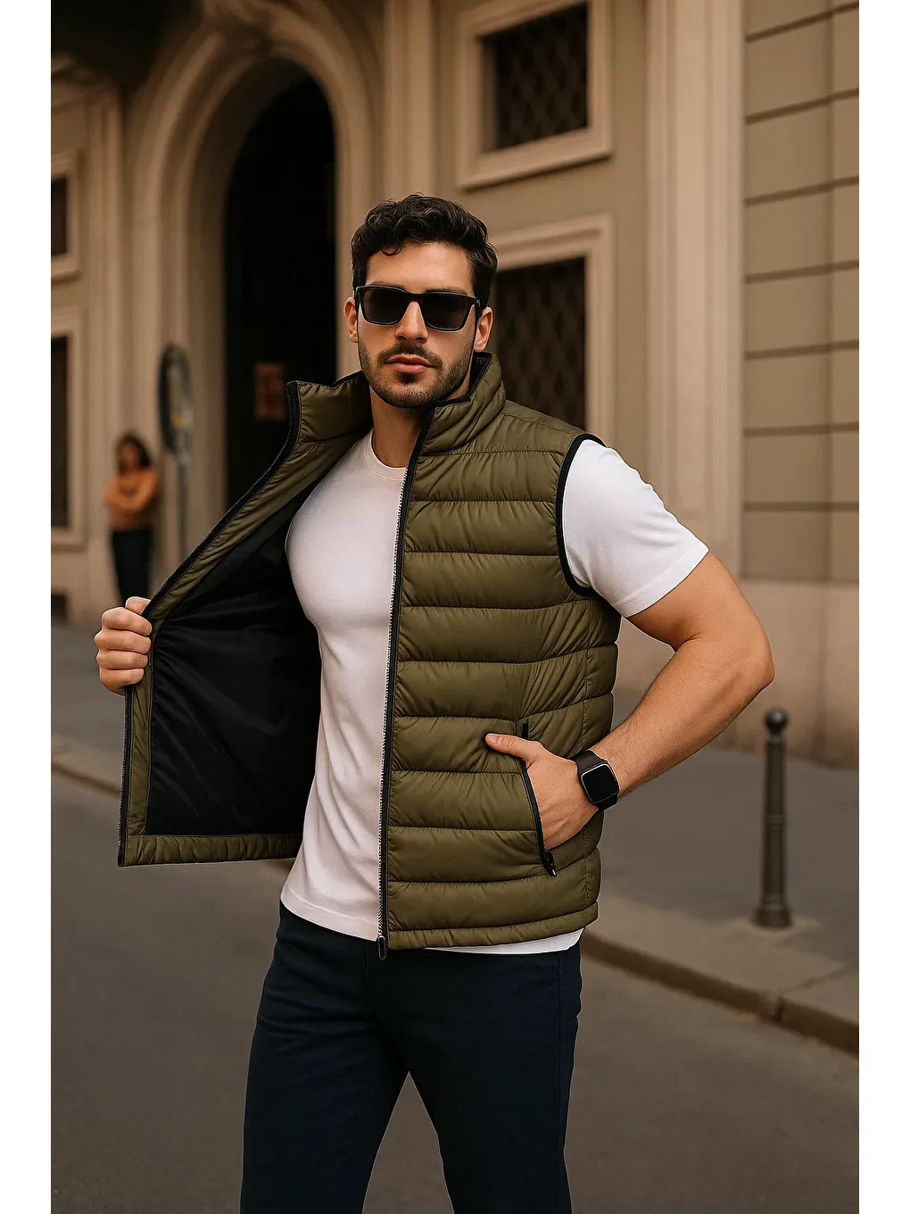 Erkek Kışlık Premium Basic Astarlı Haki Şişme Yelek-1