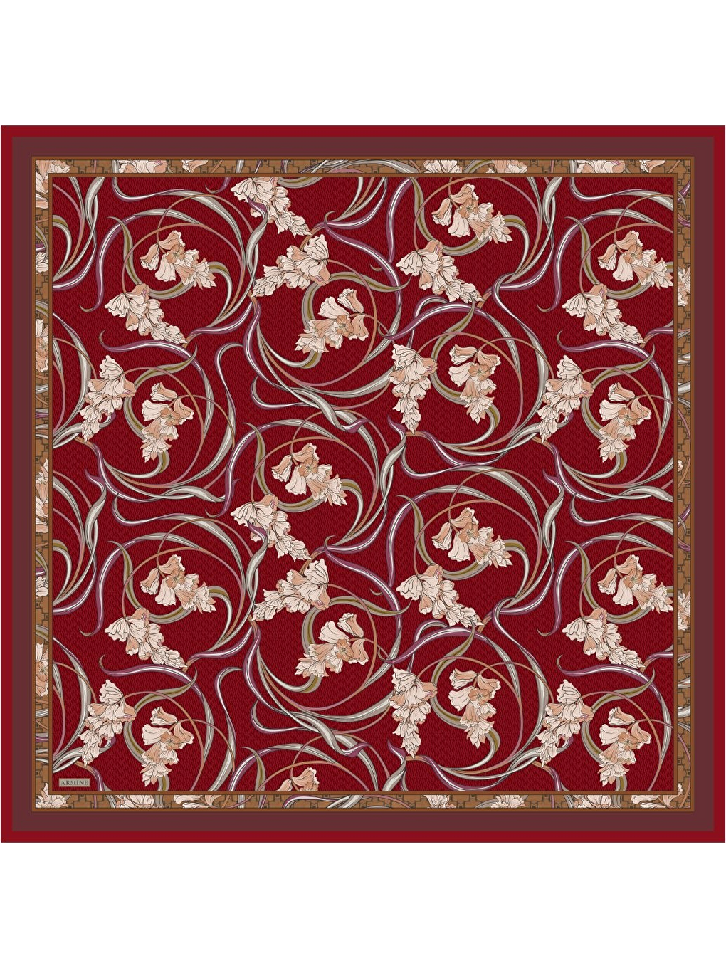 Bordo Saf İpek Twill Eşarp 9512D 53-3