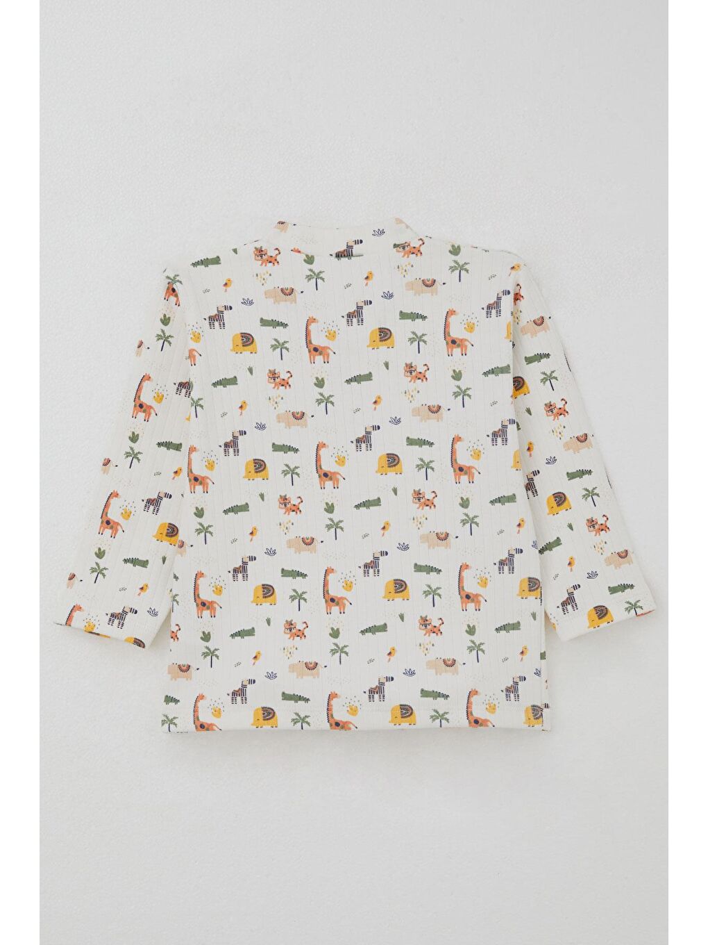 Erkek Bebek Pijama Takımı Bebek Hayvanat Bahçesi Ekru (4 Ay-1 Yaş)-1