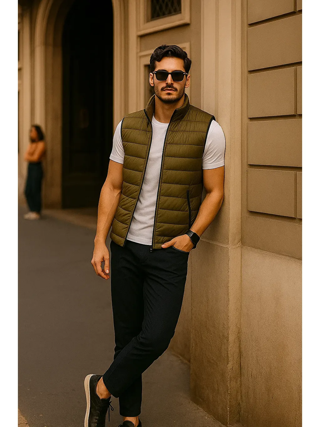 Erkek Kışlık Premium Basic Astarlı Haki Şişme Yelek-2