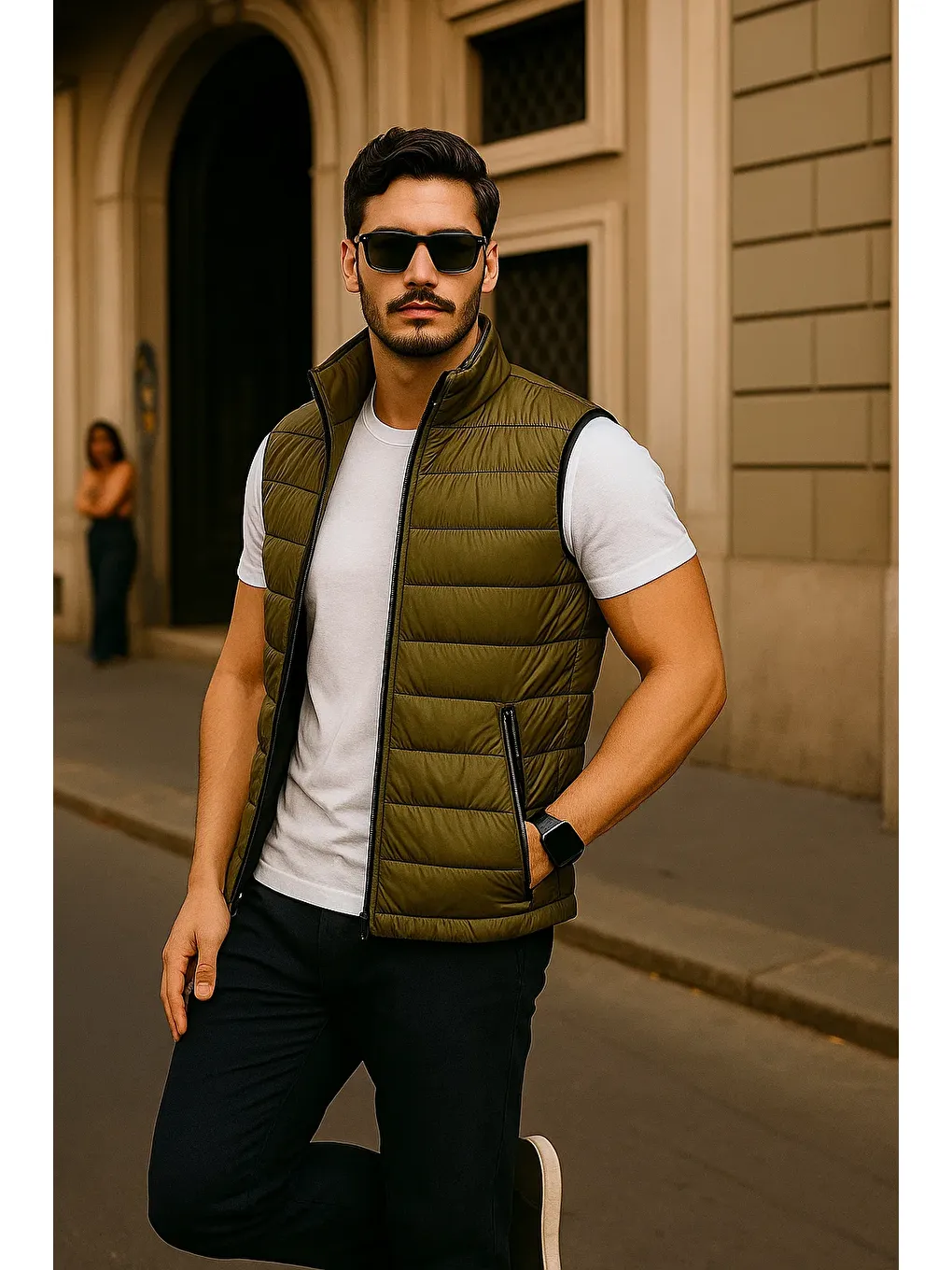 Erkek Kışlık Premium Basic Astarlı Haki Şişme Yelek-3