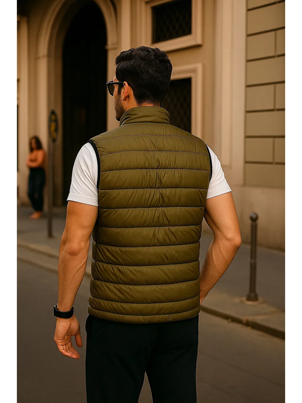 Erkek Kışlık Premium Basic Astarlı Haki Şişme Yelek-4