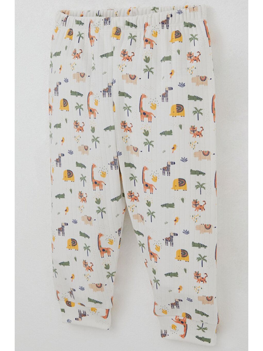 Erkek Bebek Pijama Takımı Bebek Hayvanat Bahçesi Ekru (4 Ay-1 Yaş)-2