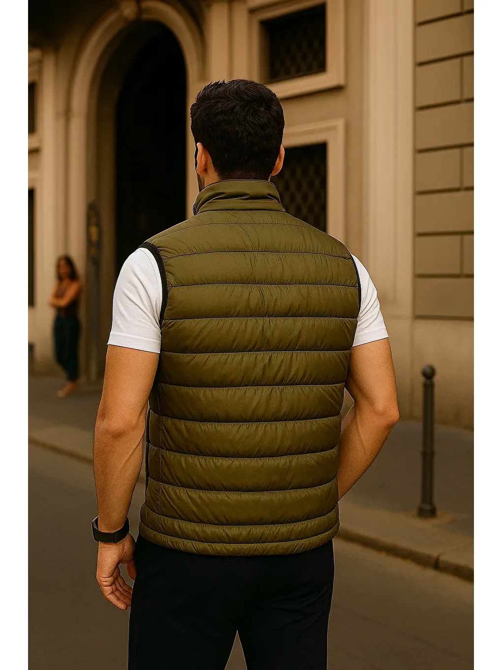 Erkek Kışlık Premium Basic Astarlı Haki Şişme Yelek-5