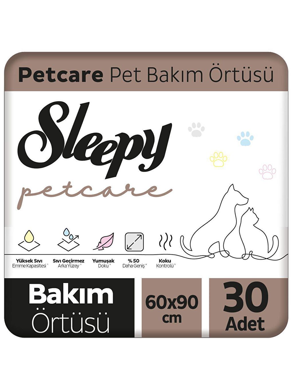 Sleepy Beyaz Petcare Pet Bakım Örtüsü 60x90 cm 30 Adet - 1