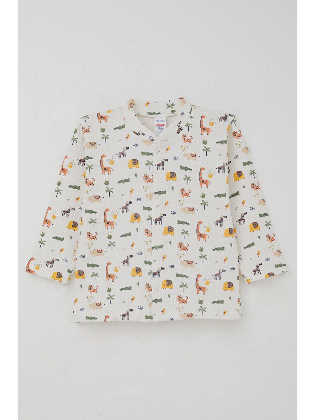 Erkek Bebek Pijama Takımı Bebek Hayvanat Bahçesi Ekru (4 Ay-1 Yaş)-3