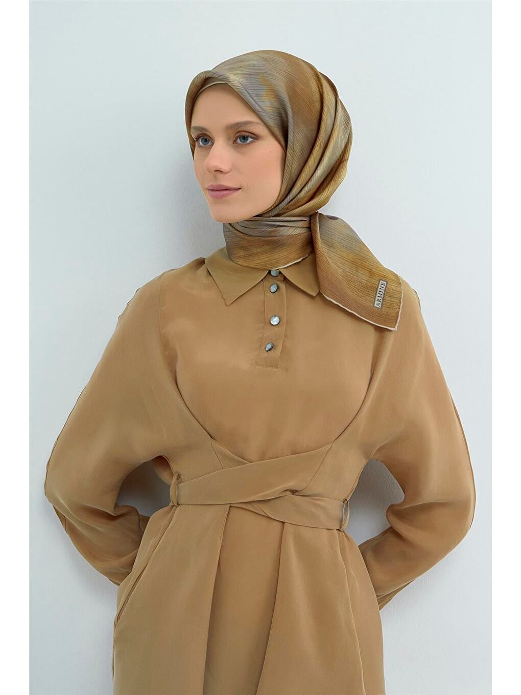 Haki Saf İpek Twill Eşarp 9513D 37