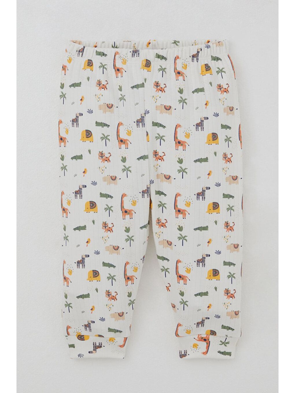 Erkek Bebek Pijama Takımı Bebek Hayvanat Bahçesi Ekru (4 Ay-1 Yaş)-4