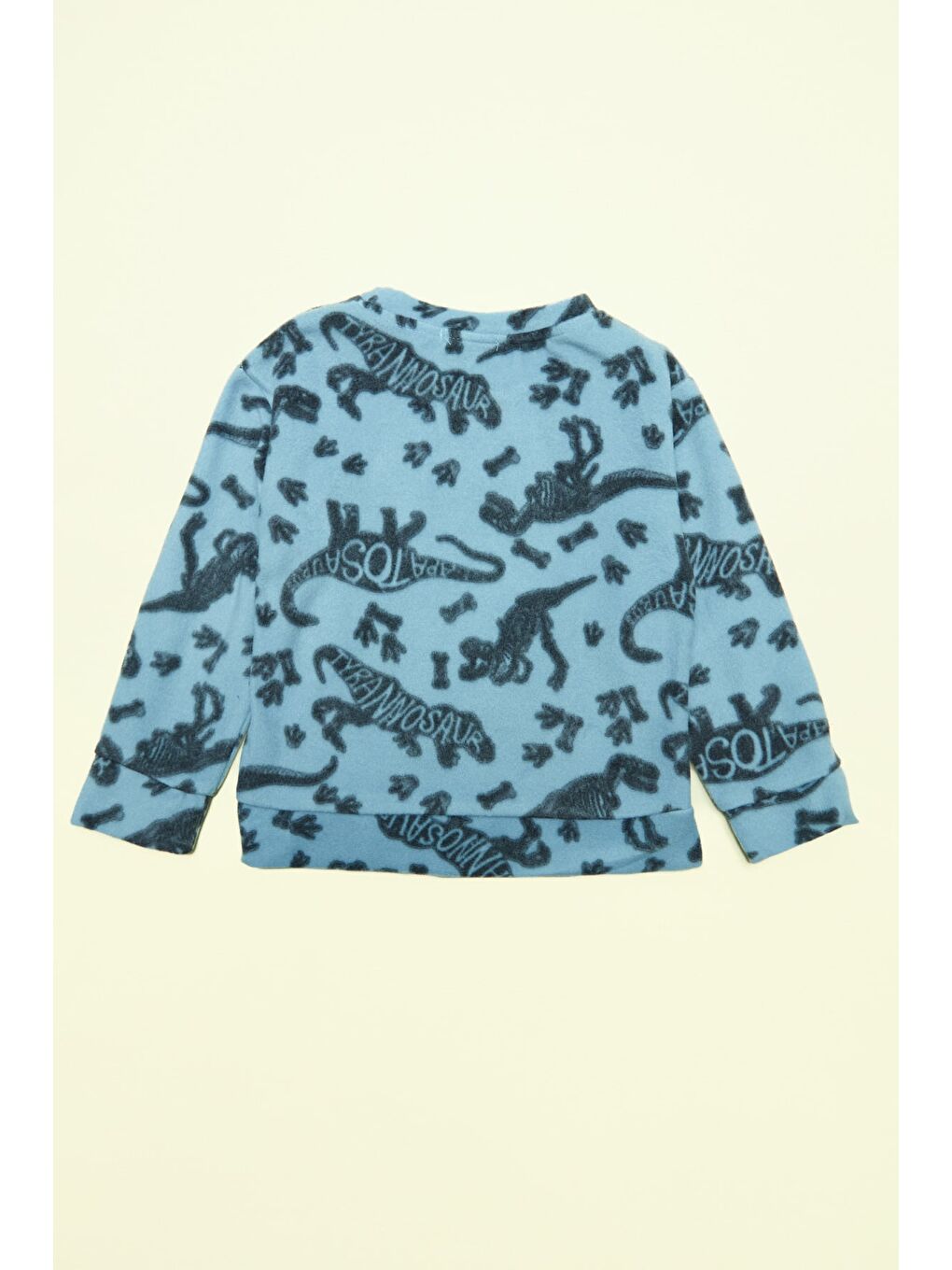 Mavi Dinozor Desenli Polar Erkek Çocuk Pijama Takımı-2