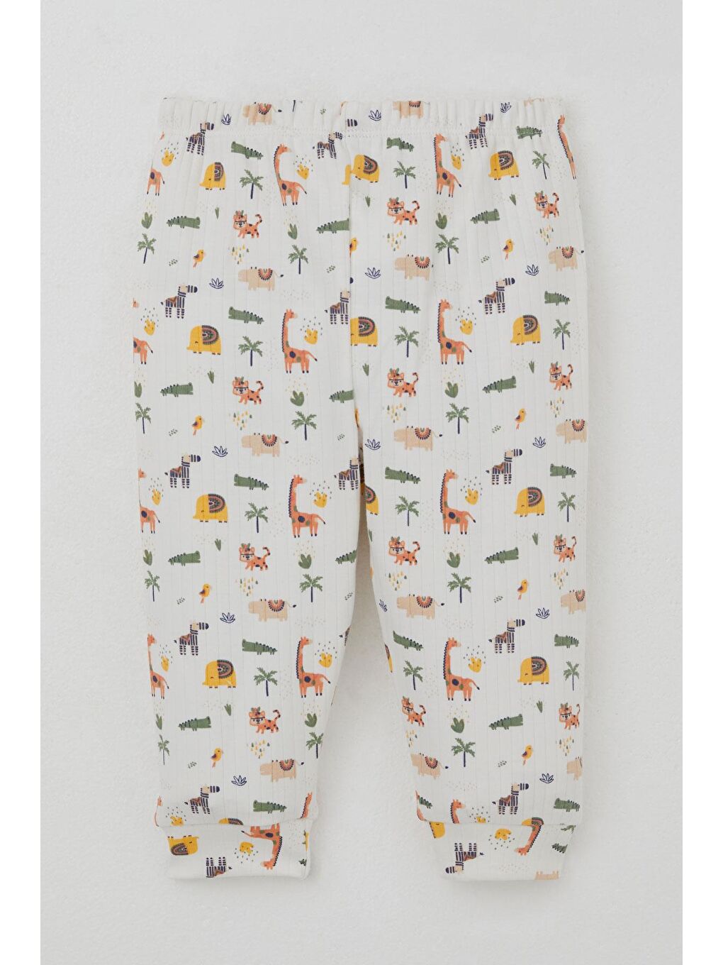 Erkek Bebek Pijama Takımı Bebek Hayvanat Bahçesi Ekru (4 Ay-1 Yaş)-5