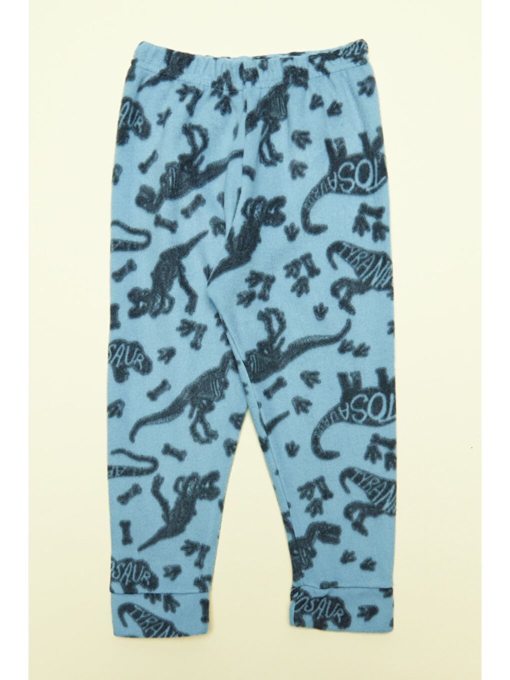 Mavi Dinozor Desenli Polar Erkek Çocuk Pijama Takımı-3