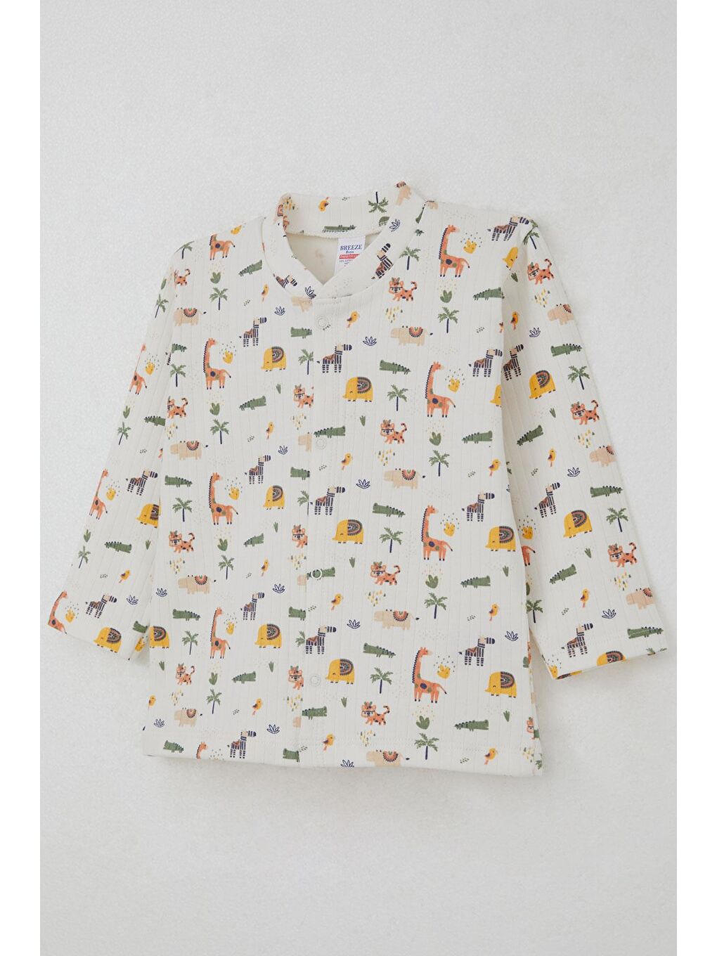 Erkek Bebek Pijama Takımı Bebek Hayvanat Bahçesi Ekru (4 Ay-1 Yaş)-6