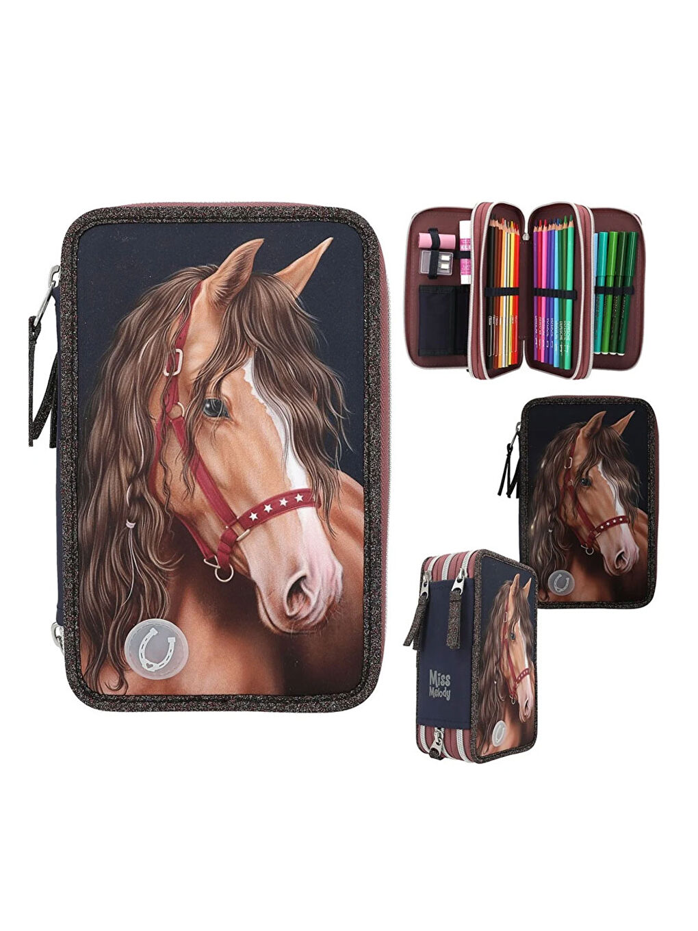 Miss Melody İçi Dolu Kalem Kutusu Glitter Horse Led 13190-2