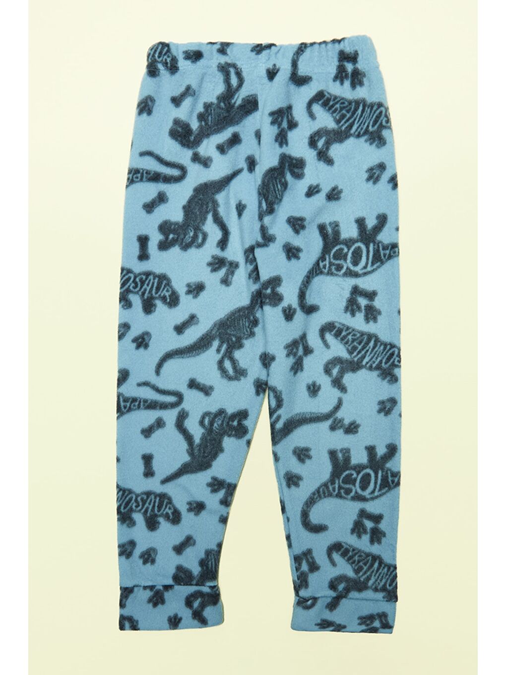 Mavi Dinozor Desenli Polar Erkek Çocuk Pijama Takımı-4