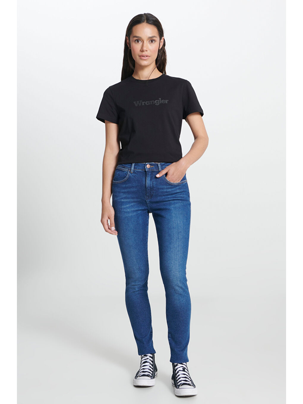 Lacivert Skinny Fit Dar Kesim Yüksek Bel Jean Pantolon-1