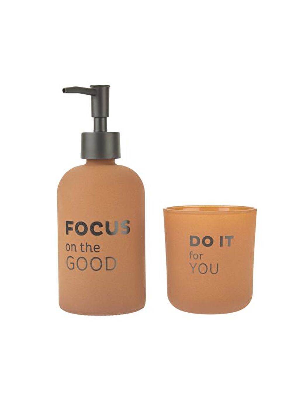 Sıvı Sabunluk ve Diş Fırçalık Seti - Kahverengi-1