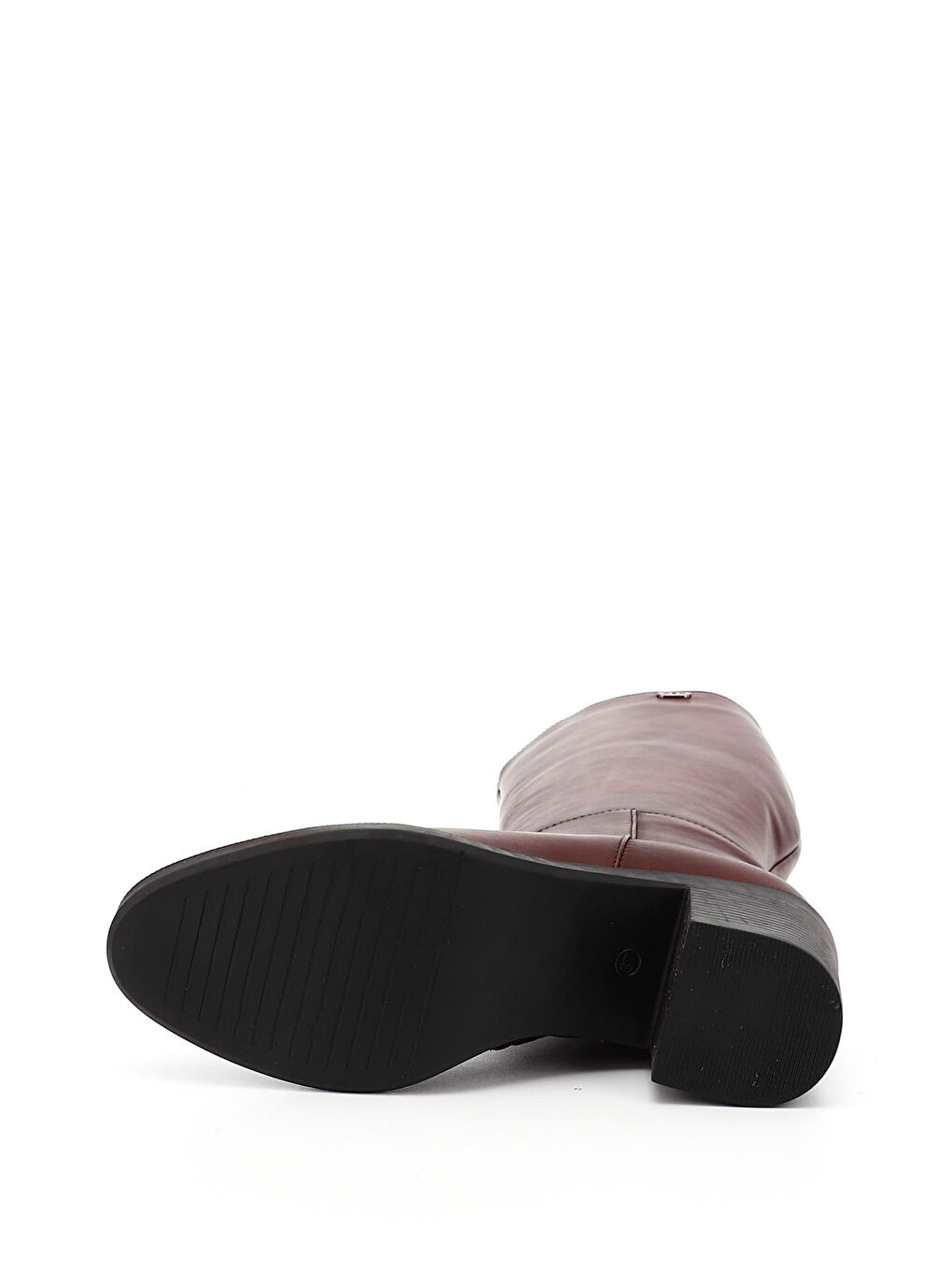 Bordo Kadın BORDO Fermuarlı Kalın Topuklu Hakiki Deri Çizme-3