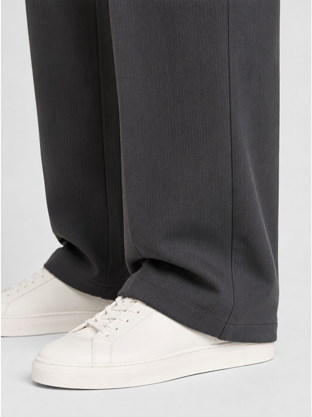 Gri Erkek Füme Relax Fit Bağcıklı Baggy Pantolon-5