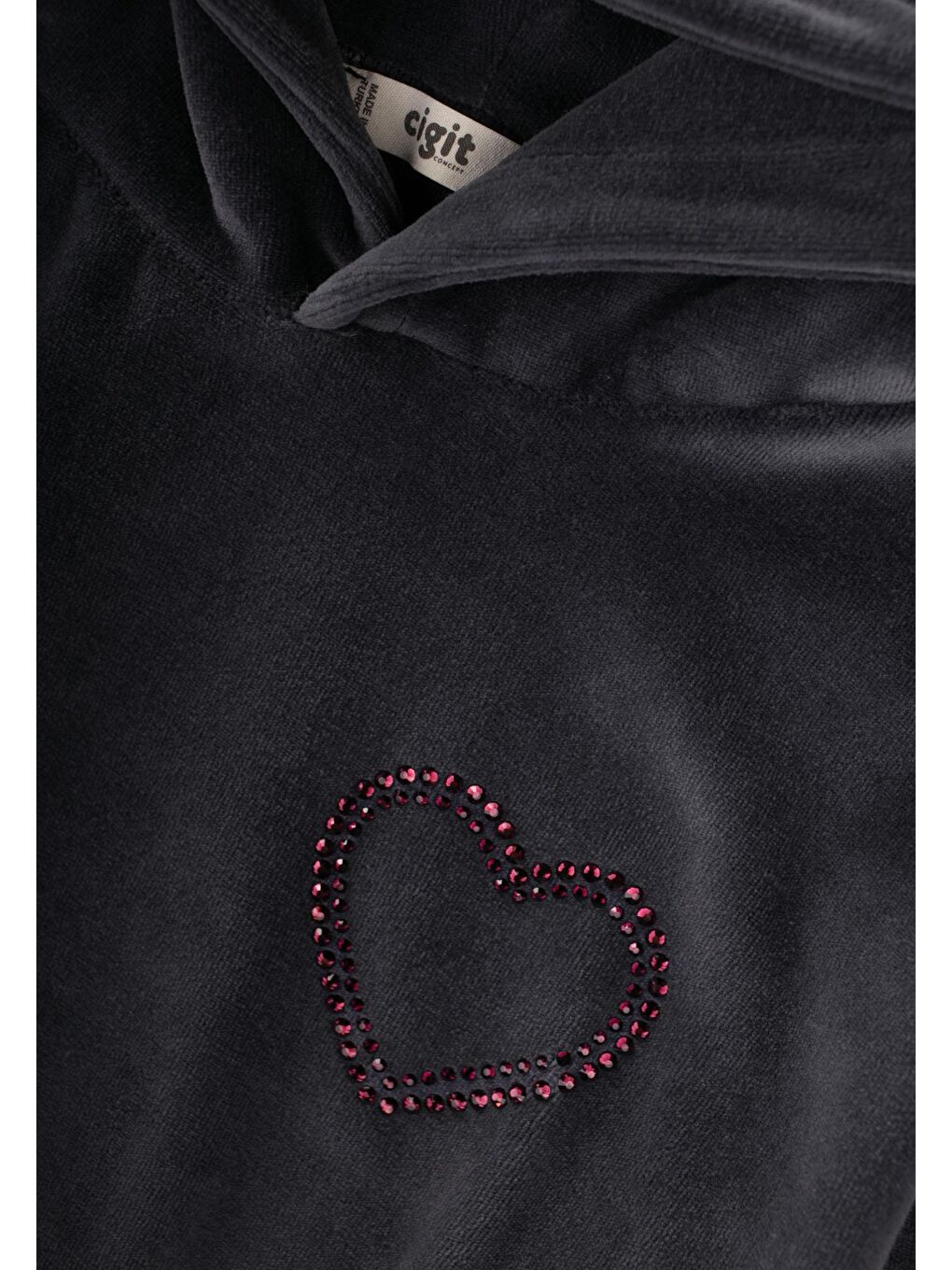 Kapüşonlu Kadife Sweatshirt Takım 2-8 Yaş Siyah-2