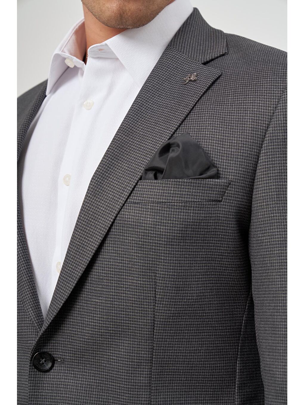 İMZA Koyu Antrasit Kazayağı Desen Mono Yaka 6 Drop Slim Fit Classic Ceket 1002245106 - 5