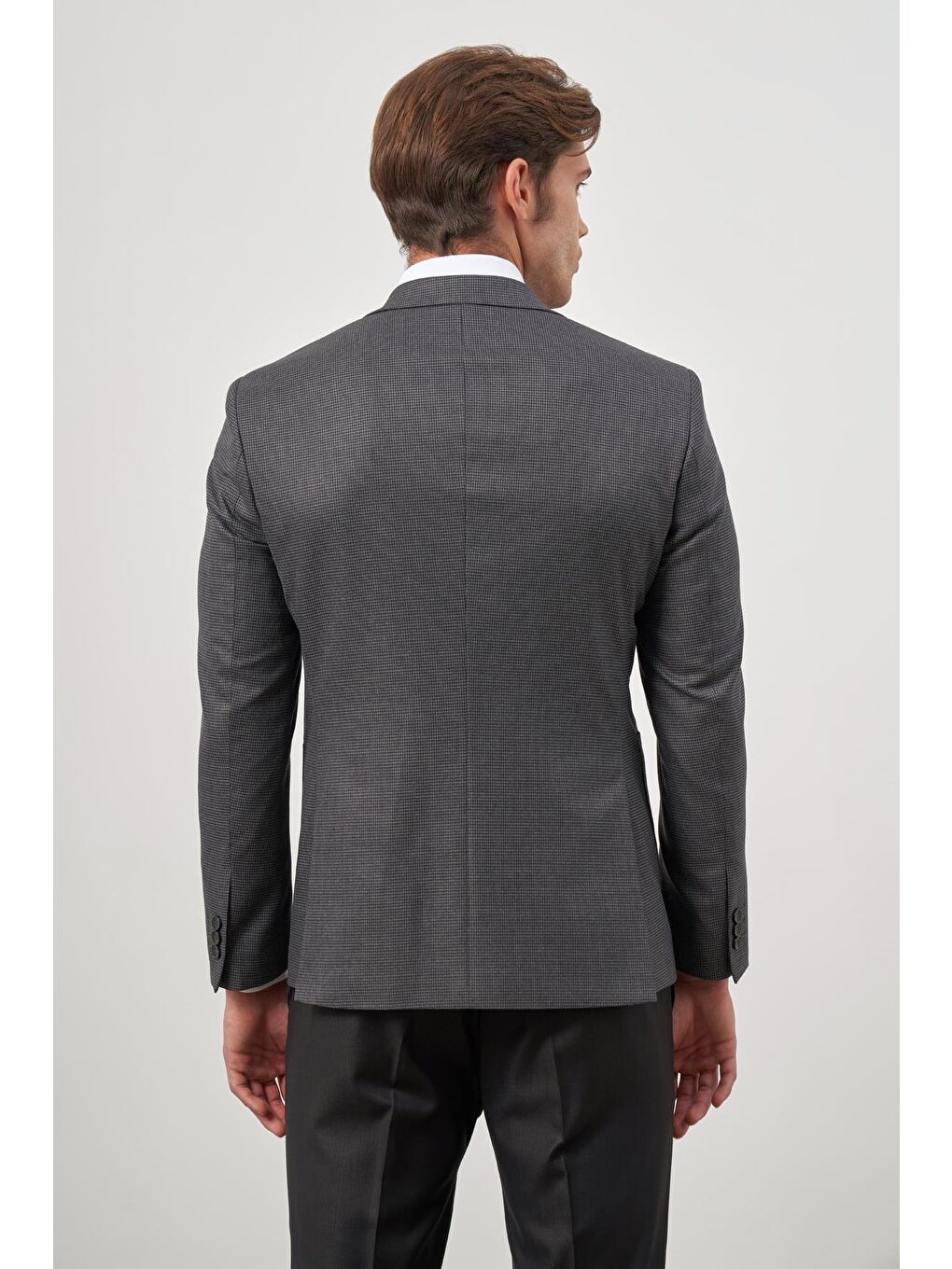 İMZA Koyu Antrasit Kazayağı Desen Mono Yaka 6 Drop Slim Fit Classic Ceket 1002245106 - 6