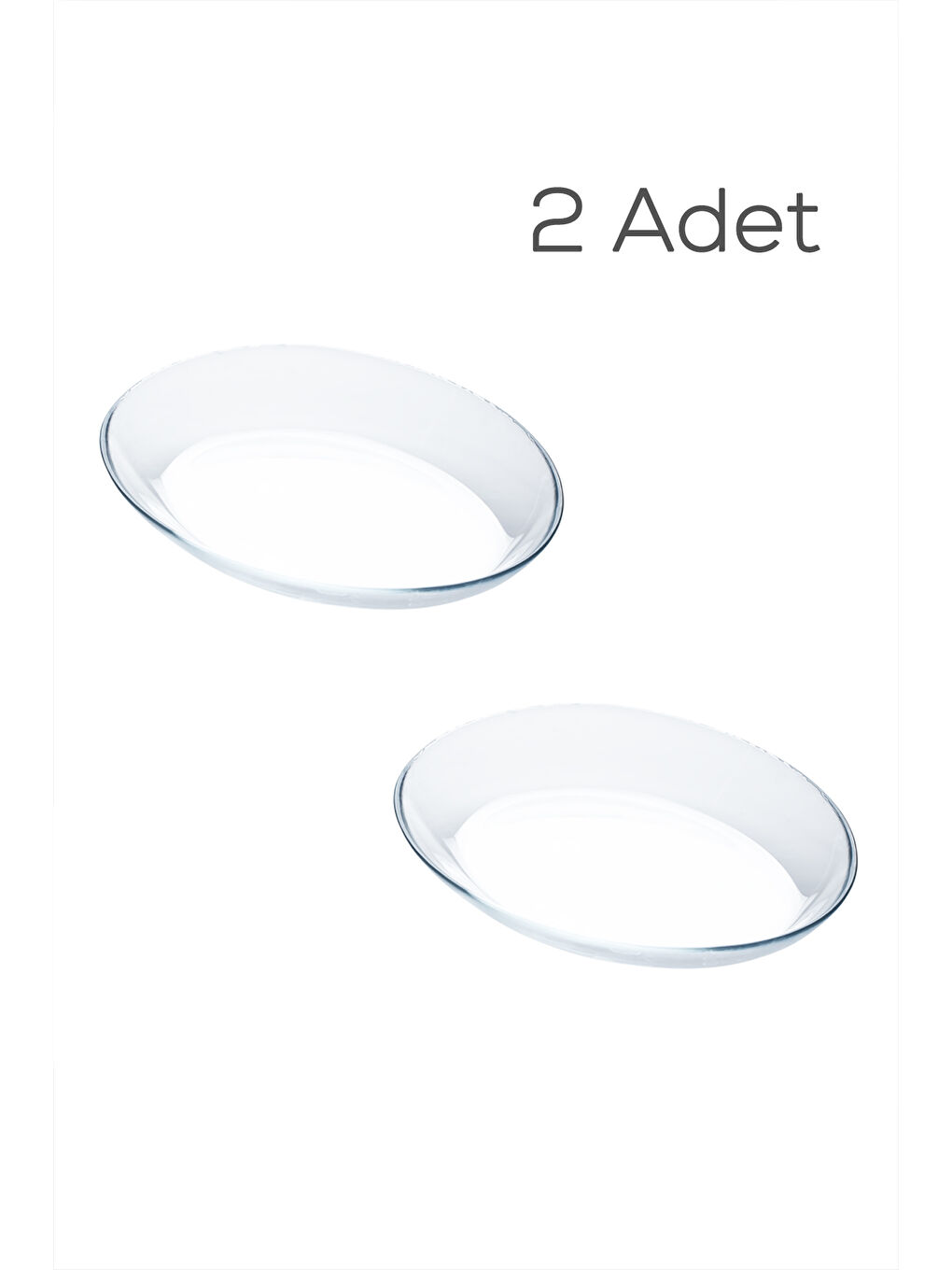 Renksiz 10357 2li Oval Servis Tabak Seti - Şeffaf Cam Sunum Tabakları 21x16 cm