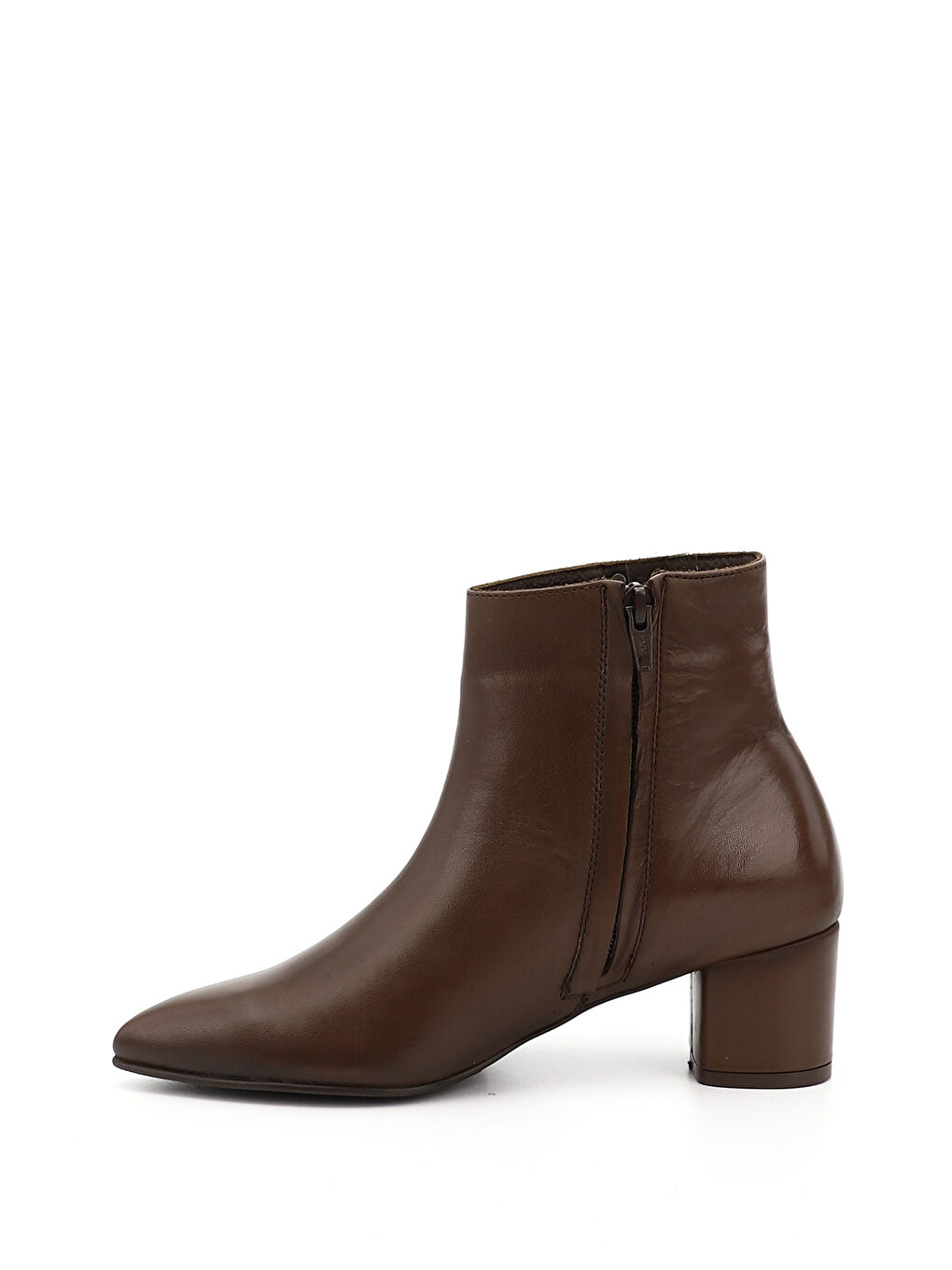 Kahverengi Kadın ÇİKOLATA KAHVE Fermuarlı Sivri Burun Hakiki Deri Bot-2