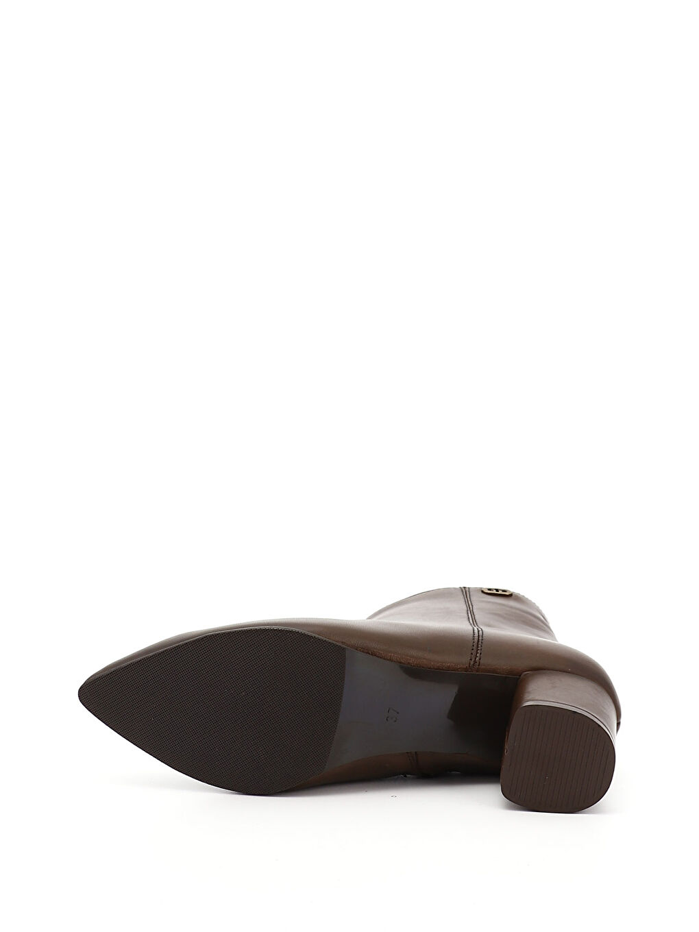 Kahverengi Kadın ÇİKOLATA KAHVE Fermuarlı Sivri Burun Hakiki Deri Bot-3