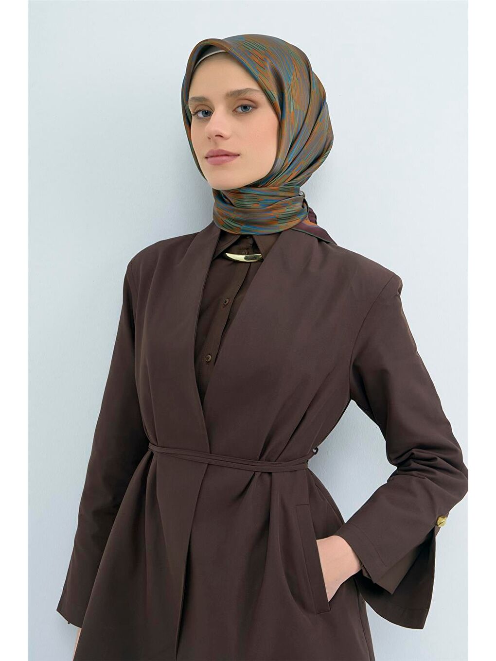 Haki Saf İpek Sura Eşarp 9533D 54