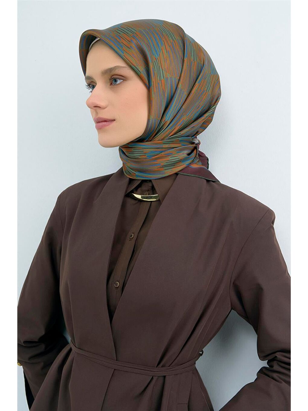 Haki Saf İpek Sura Eşarp 9533D 54-1