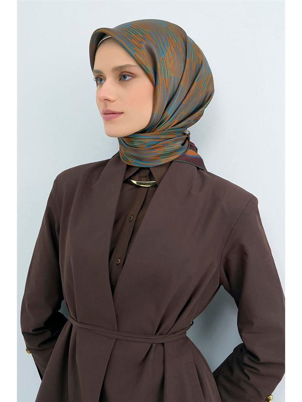 Haki Saf İpek Sura Eşarp 9533D 54-2