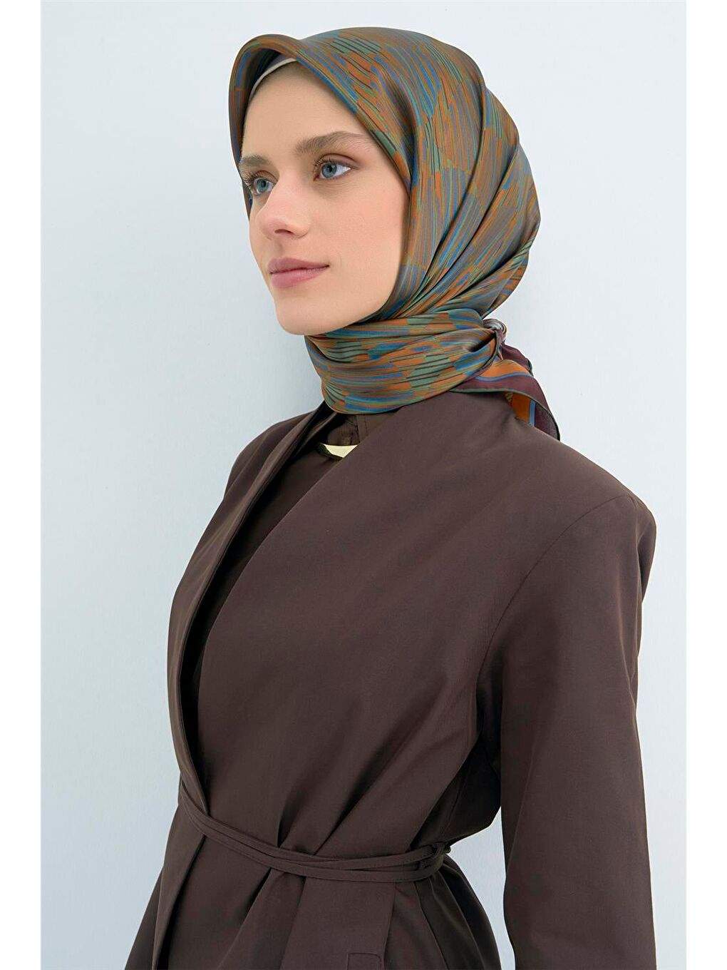 Haki Saf İpek Sura Eşarp 9533D 54-3