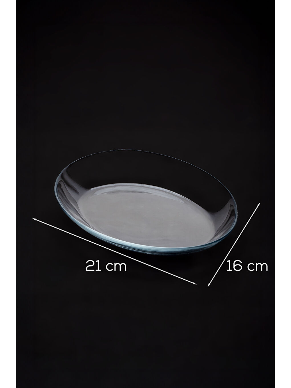 Renksiz 10357 2li Oval Servis Tabak Seti - Şeffaf Cam Sunum Tabakları 21x16 cm-2