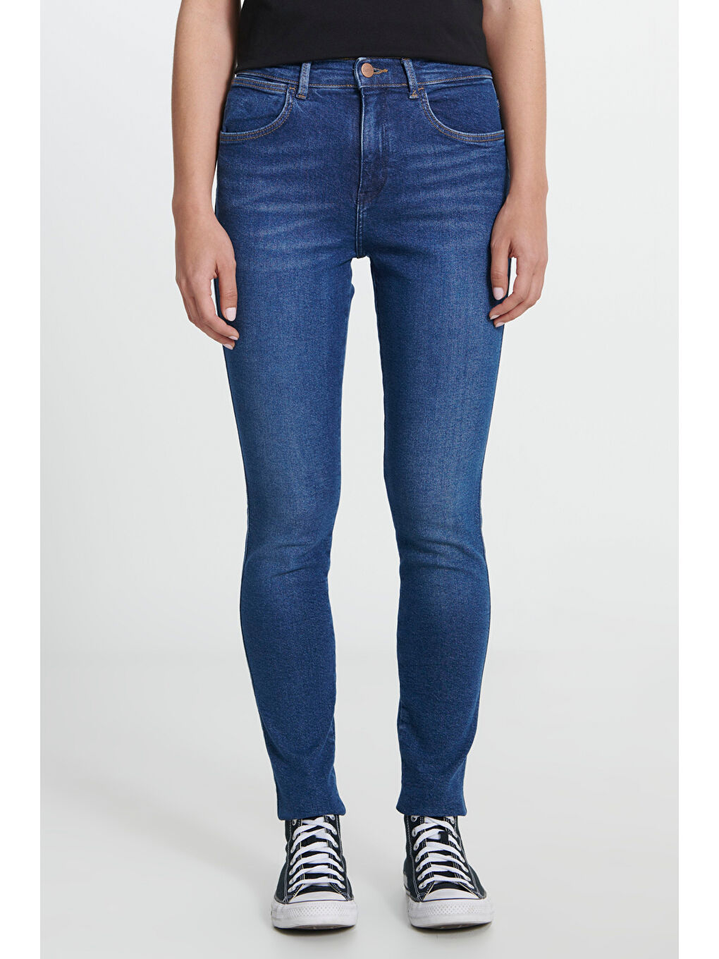 Lacivert Skinny Fit Dar Kesim Yüksek Bel Jean Pantolon-5