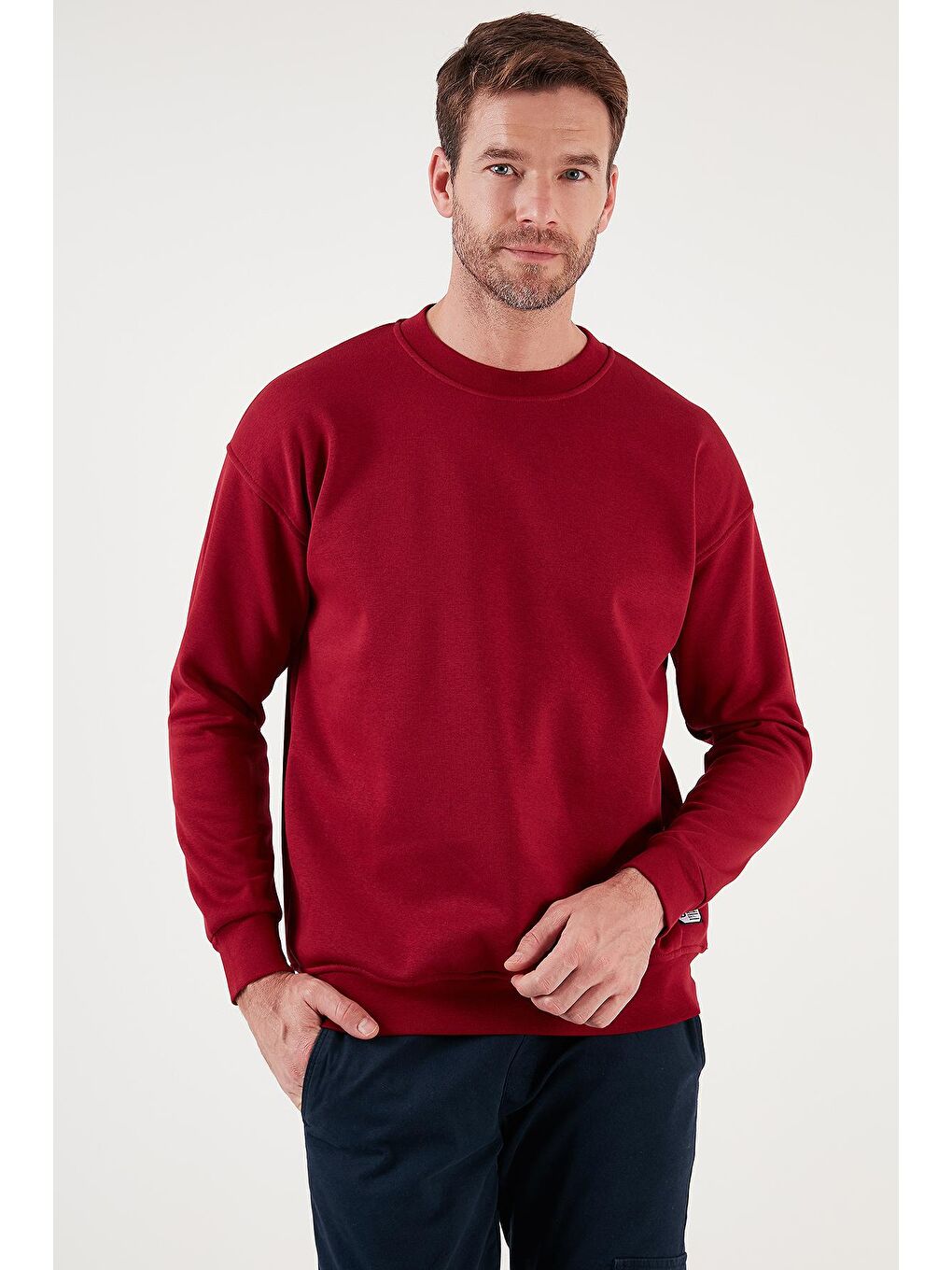 Buratti Bordo Regular Fit Bisiklet Yaka Pamuklu İçi Tüylü Yumuşak Şardonlu Sweat 5905255 - 2