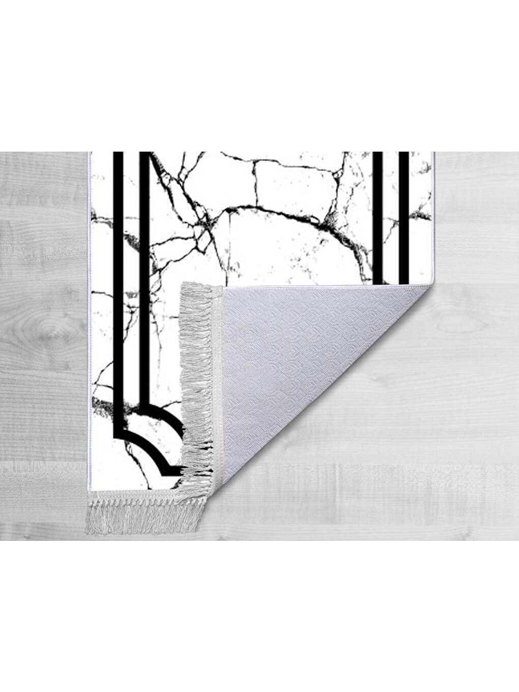 Kaymaz Taban Dijital Baskı Kadife Halı Linear Stone Beyaz 180x280 Cm-1