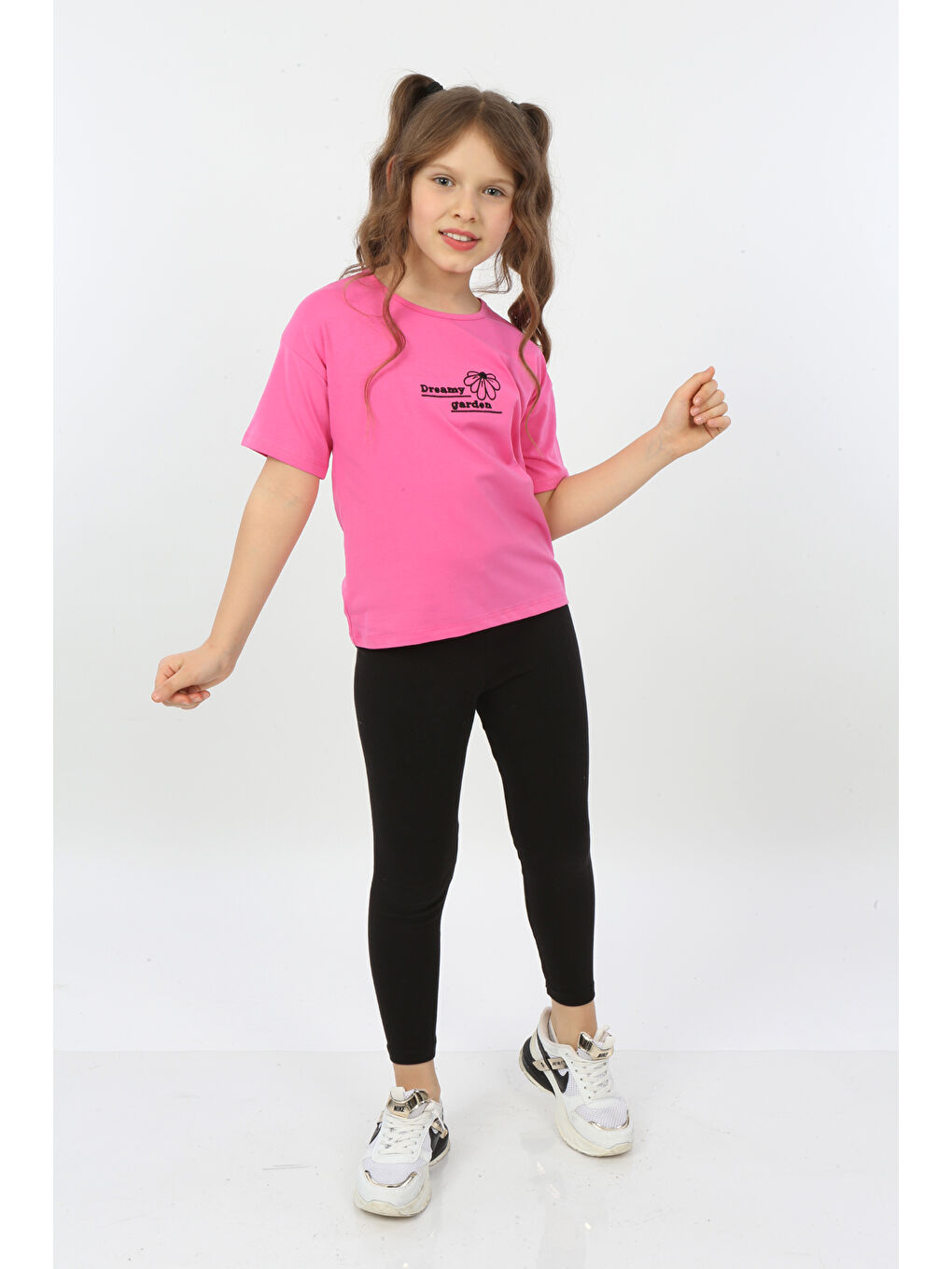 Fuşya Kız Çocuk Dreamy Garden Nakışlı Tişört