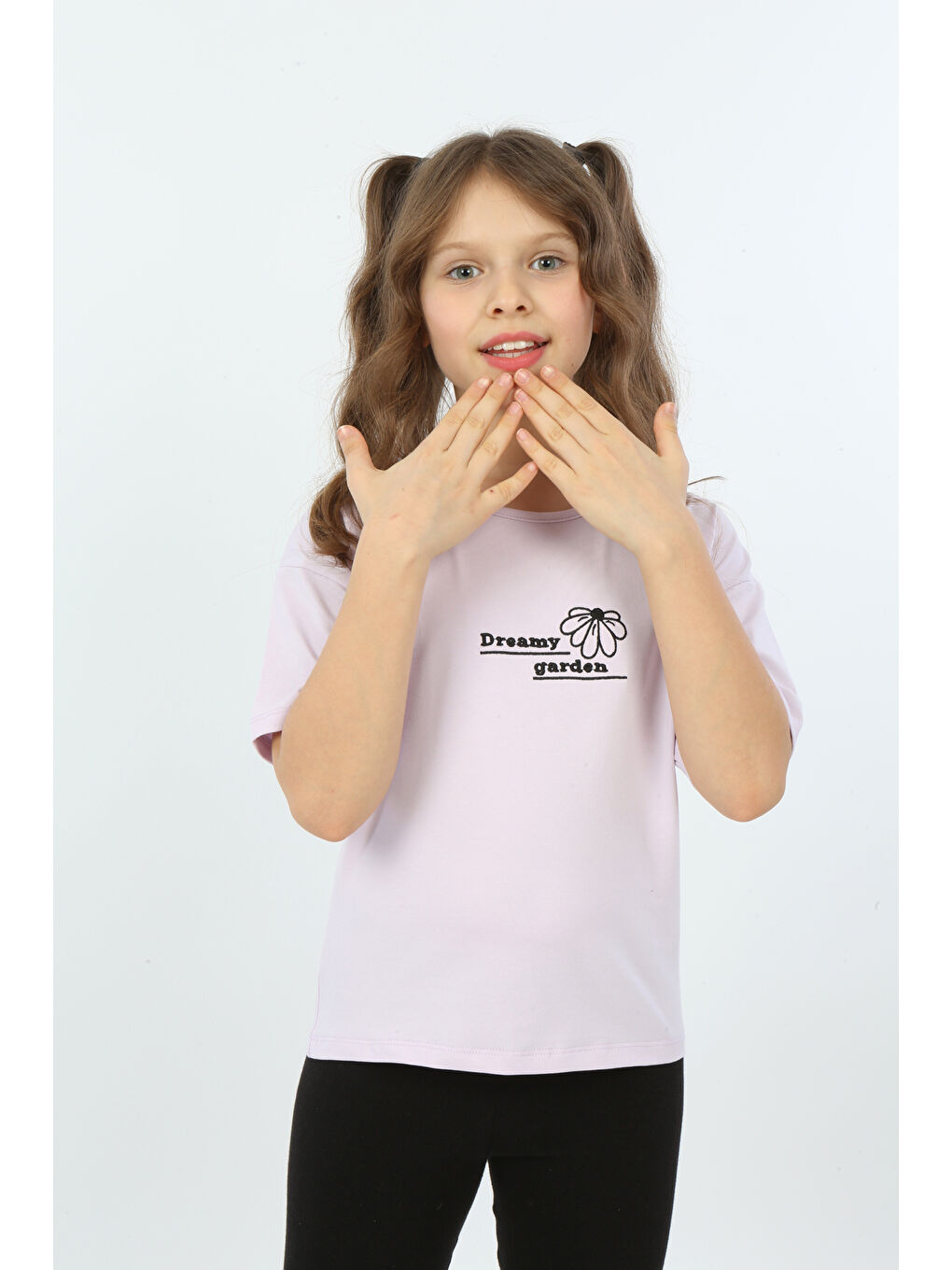 Lila Kız Çocuk Dreamy Garden Nakışlı Tişört-1