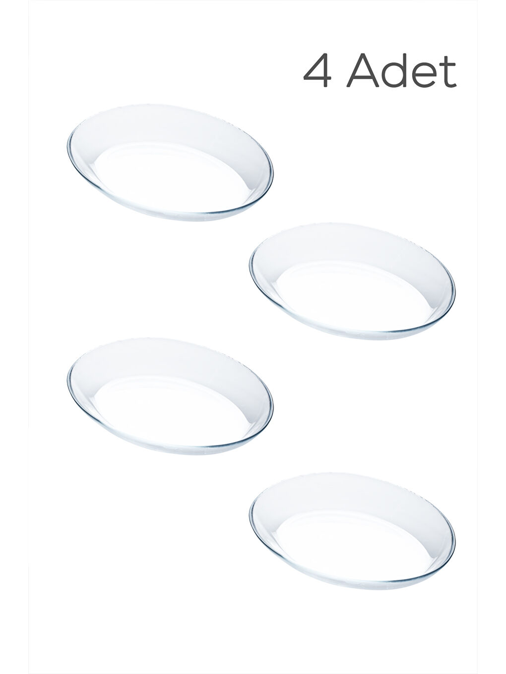 Renksiz 10357 4lü Oval Servis Tabak Seti - Şeffaf Cam Sunum Tabakları 21x16 cm-1