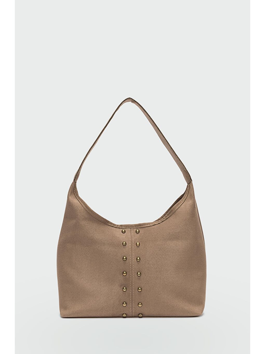 Bej Moka Troklu Süet Omuz Çantası Vizon