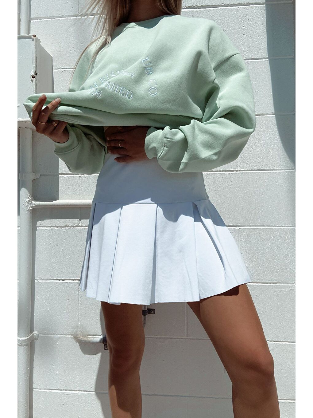 Kadın Beyaz Basic Kısa Pileli Tenis Etek Mg1457-9